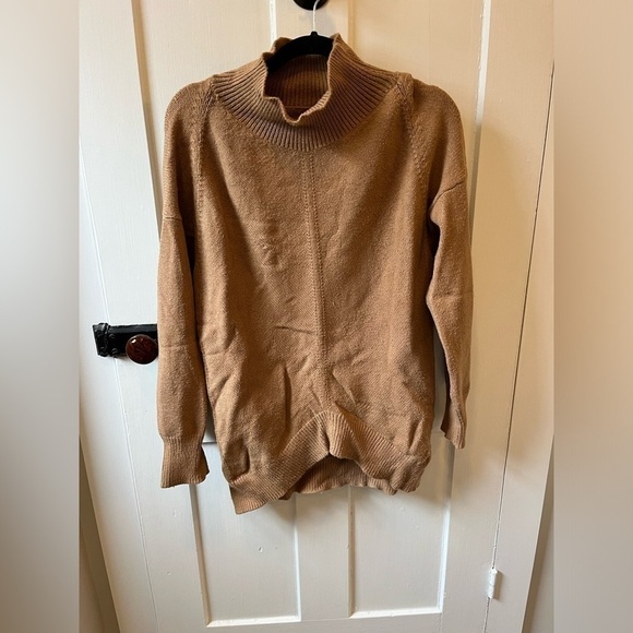 Anthropologie Maeve Crystal Mock Neck Oversized Sweater Tan, size Medium - Picture 1 of 9